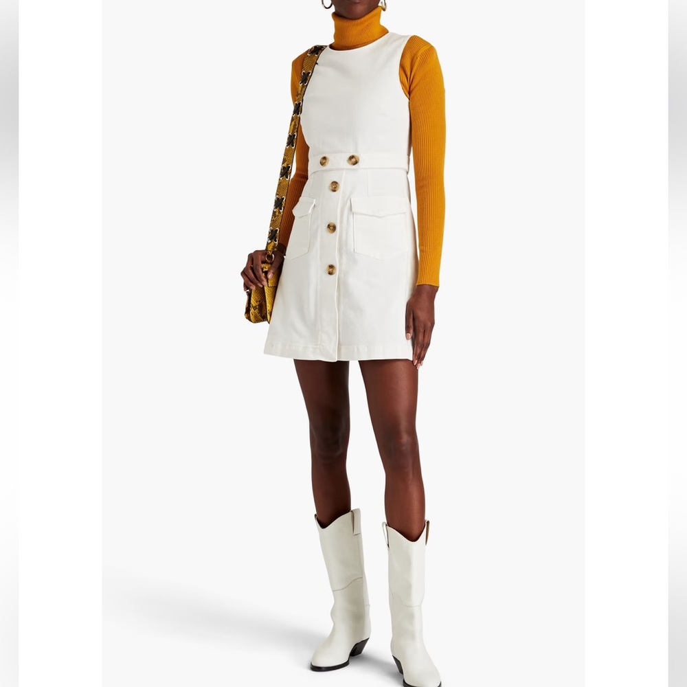 Red Valentino White Sleeveless Dress with Gold Buttons - Picture 4 of 4